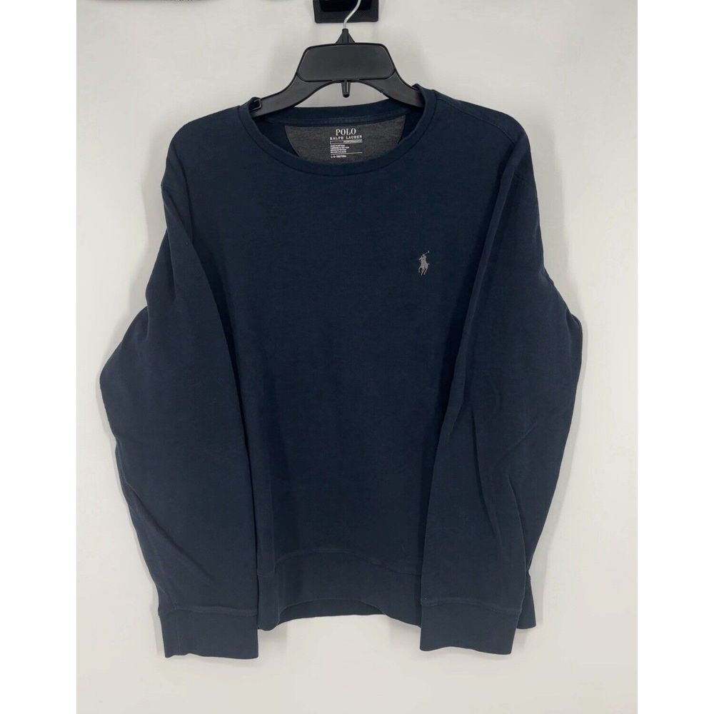 Polo Ralph Lauren Basic Navy Blue Performance Long Sleeve T Shirt Crewneck Large